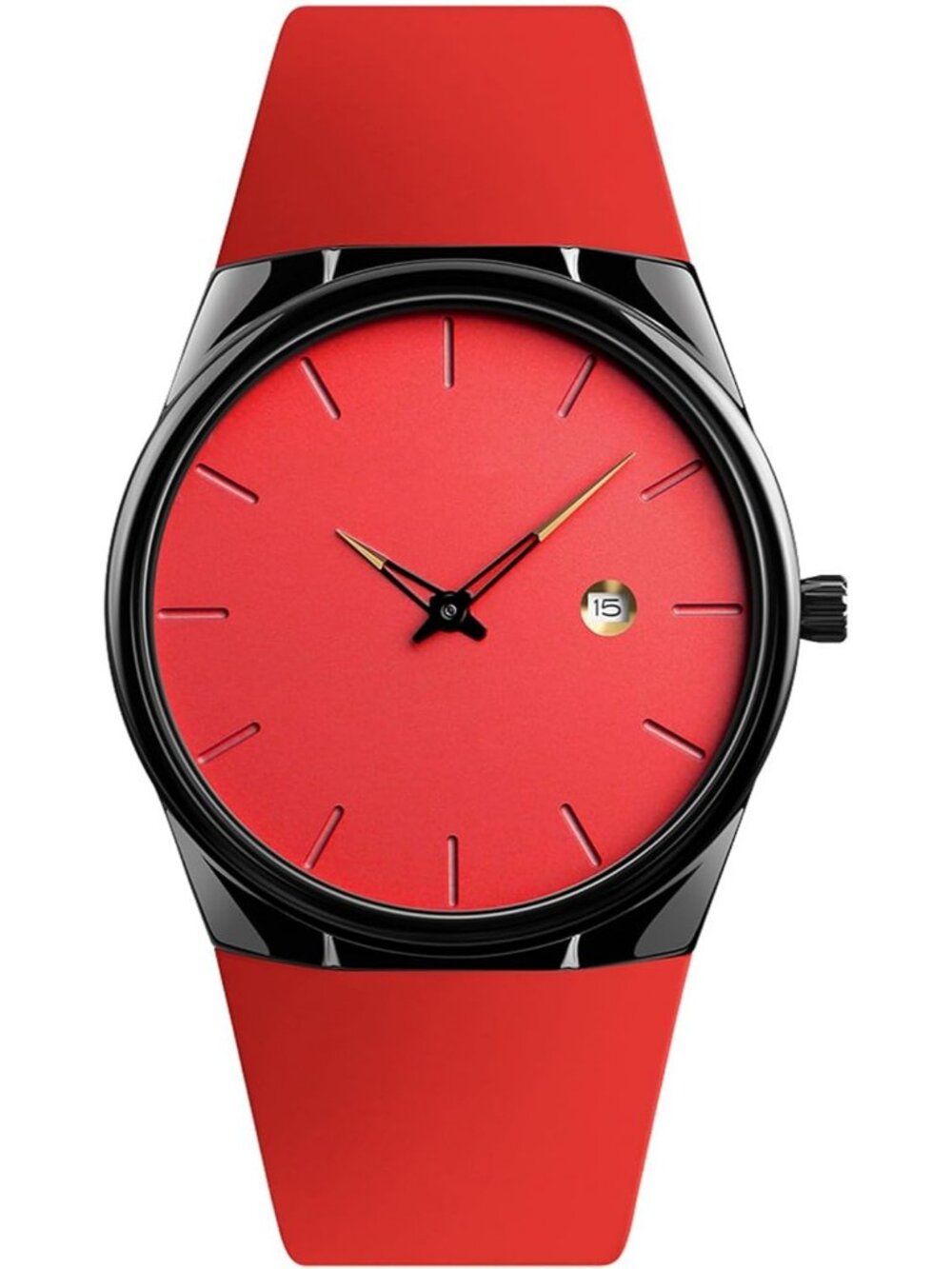 Unisex Red Waterproof Classic Analog Quartz Stylish Silicone Band Wrist Watch